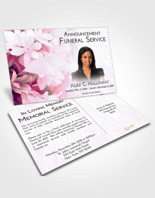 Funeral Announcement Card Template Pink Faith Floral Serenity