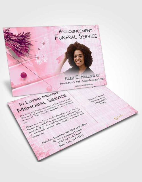 Funeral Announcement Card Template Pink Faith Floral Style