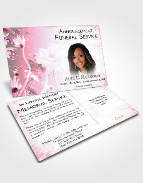 Funeral Announcement Card Template Pink Faith Floral Tranquility