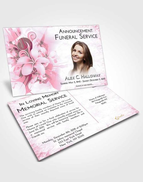 Funeral Announcement Card Template Pink Faith Floral Wish