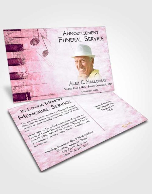 Funeral Announcement Card Template Pink Faith Harmonica