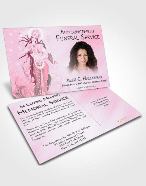 Funeral Announcement Card Template Pink Faith Lakshmi Divinity