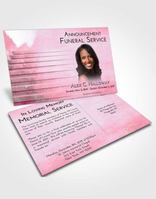Funeral Announcement Card Template Pink Faith Stairway Into the Sky