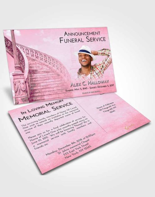 Funeral Announcement Card Template Pink Faith Stairway of Love