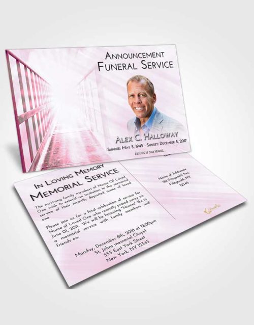 Funeral Announcement Card Template Pink Faith Stairway to Faith