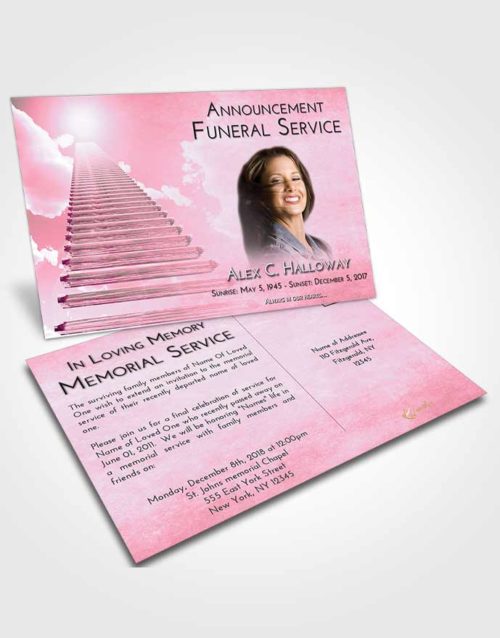 Funeral Announcement Card Template Pink Faith Steps to Heaven