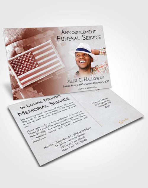 Funeral Announcement Card Template Ruby Love Army Days