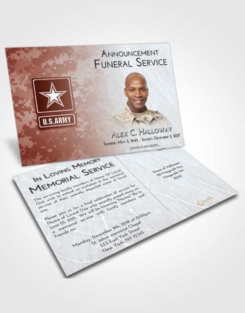 Funeral Announcement Card Template Ruby Love Army Duty