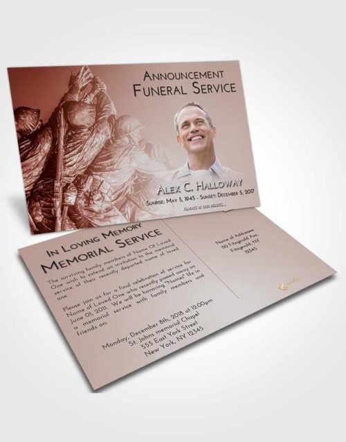 Funeral Announcement Card Template Ruby Love Army Grit