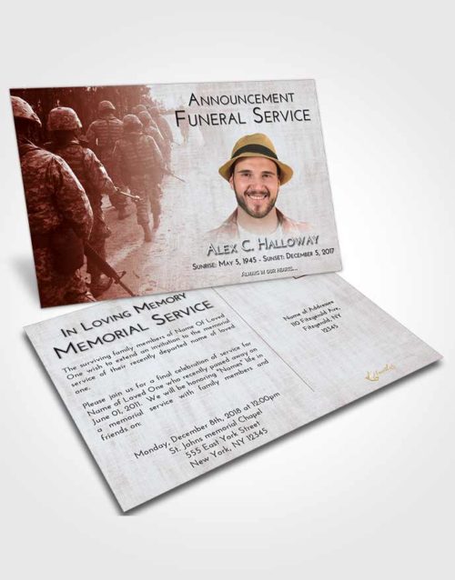 Funeral Announcement Card Template Ruby Love Army March