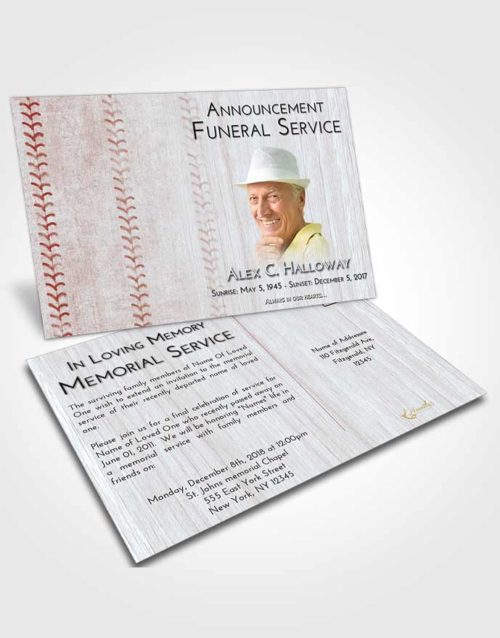 Funeral Announcement Card Template Ruby Love Baseball Honor