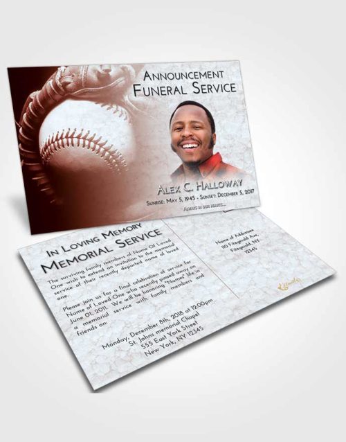 Funeral Announcement Card Template Ruby Love Baseball Life