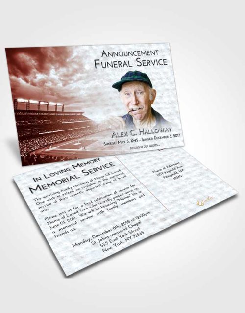 Funeral Announcement Card Template Ruby Love Baseball Stadium