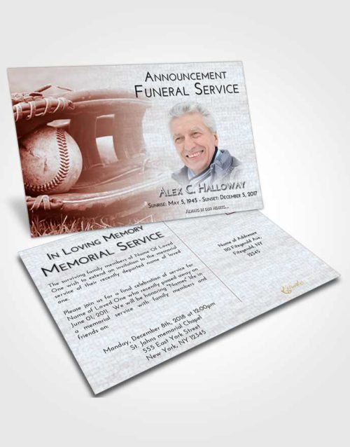 Funeral Announcement Card Template Ruby Love Baseball Tranquility
