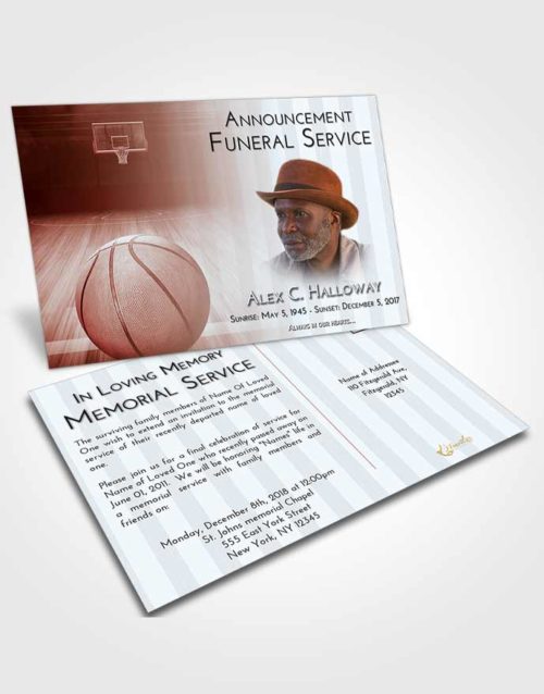 Funeral Announcement Card Template Ruby Love Basketball Dreams