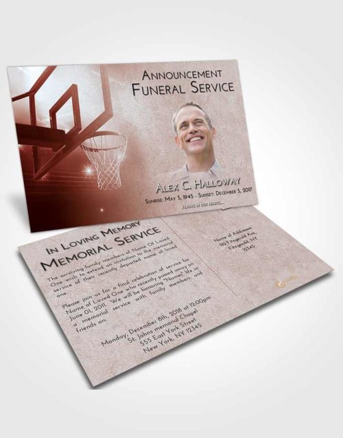 Funeral Announcement Card Template Ruby Love Basketball Pride