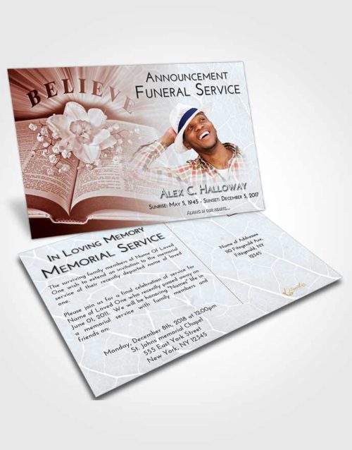 Funeral Announcement Card Template Ruby Love Bible Belief