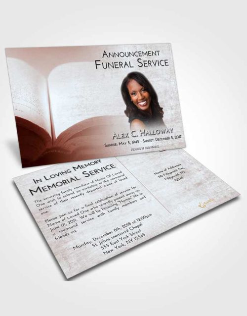 Funeral Announcement Card Template Ruby Love Bible Faith
