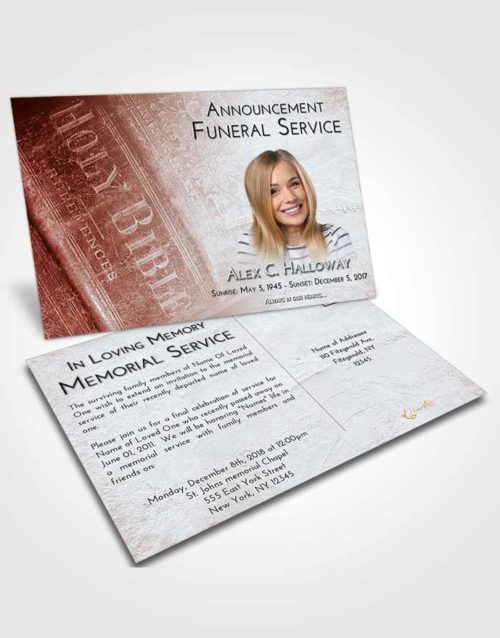 Funeral Announcement Card Template Ruby Love Bible Grace