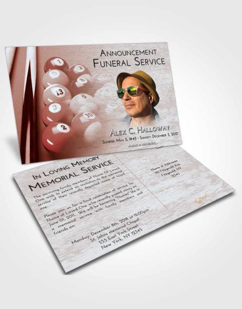 Funeral Announcement Card Template Ruby Love Billiards Serenity