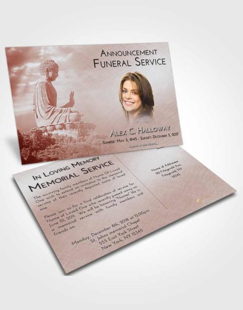 Funeral Announcement Card Template Ruby Love Buddha Surprise