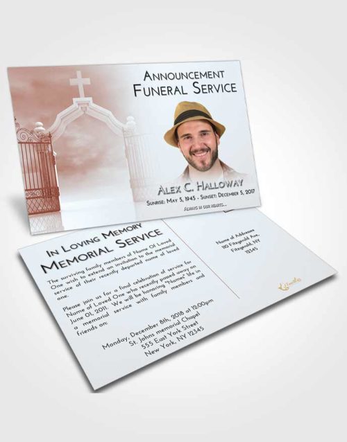 Funeral Announcement Card Template Ruby Love Clear Gates For Heaven