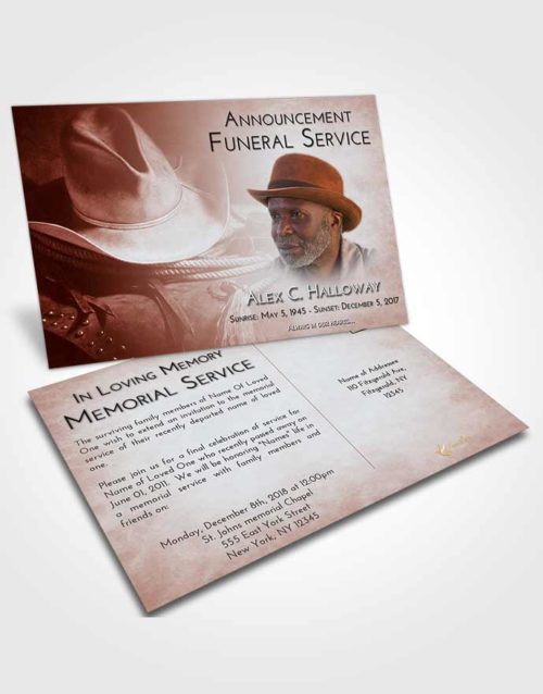 Funeral Announcement Card Template Ruby Love Cowboy Serenity