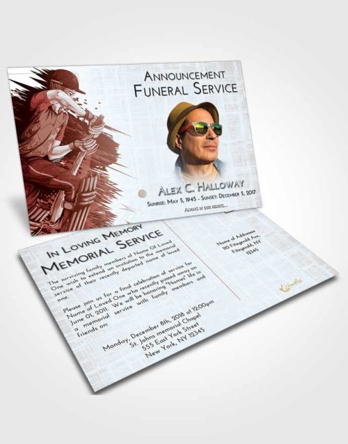 Funeral Announcement Card Template Ruby Love Cricket Surprise