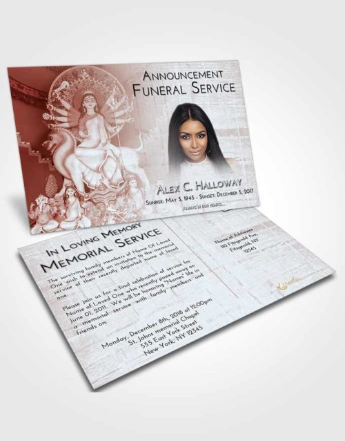 Funeral Announcement Card Template Ruby Love Durga Divinity