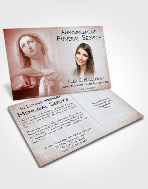 Funeral Announcement Card Template Ruby Love Faith in Mary