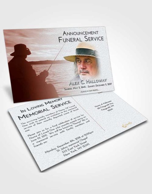 Funeral Announcement Card Template Ruby Love Fishing Desire