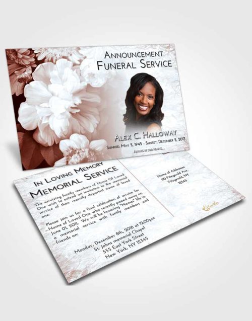 Funeral Announcement Card Template Ruby Love Floral Mist