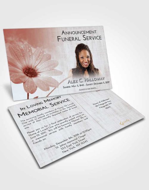 Funeral Announcement Card Template Ruby Love Floral Raindrops