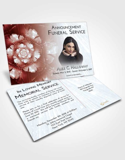 Funeral Announcement Card Template Ruby Love Floral Secret