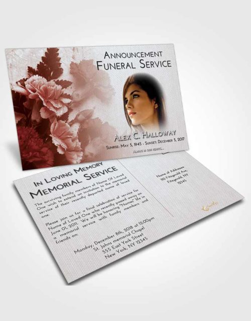 Funeral Announcement Card Template Ruby Love Flower Magic