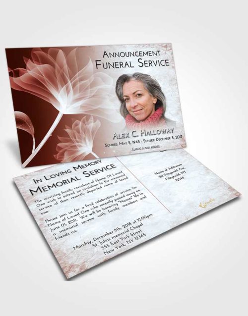 Funeral Announcement Card Template Ruby Love Flower Peace