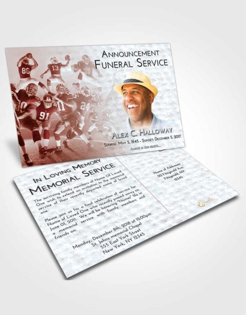 Funeral Announcement Card Template Ruby Love Football Destiny