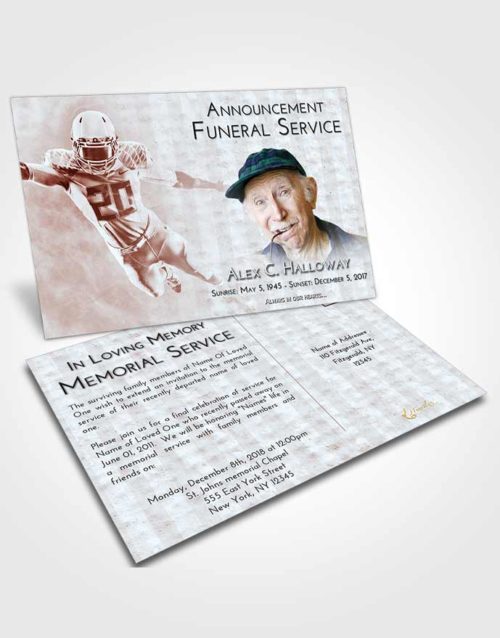 Funeral Announcement Card Template Ruby Love Football Honor