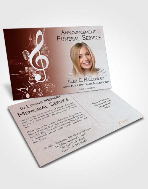Funeral Announcement Card Template Ruby Love G Clef