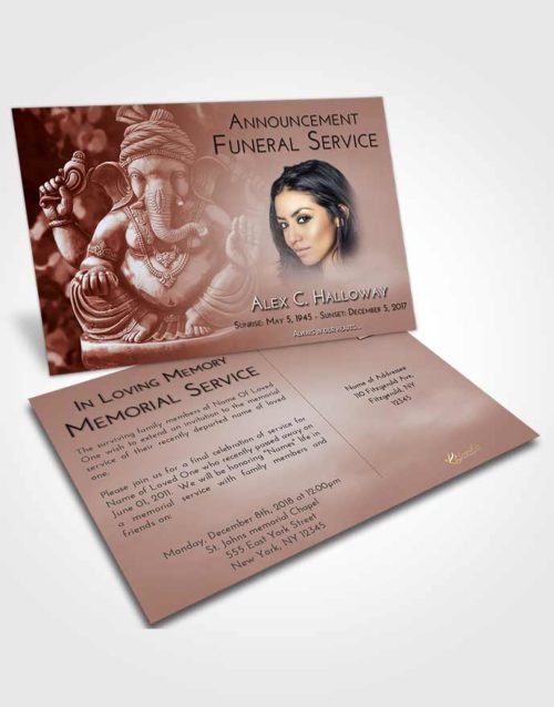 Funeral Announcement Card Template Ruby Love Ganesha Surprise