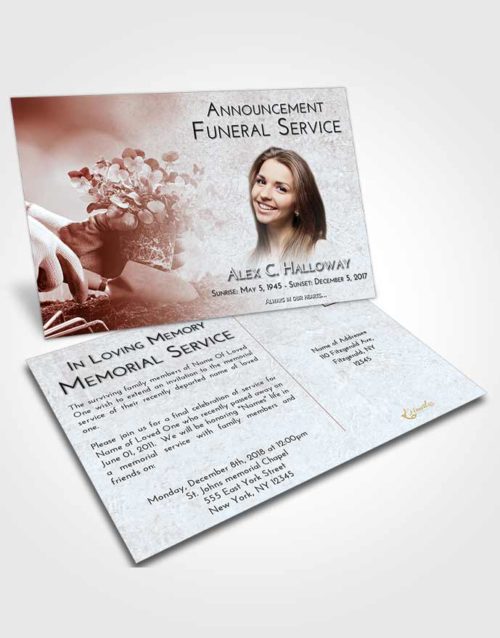 Funeral Announcement Card Template Ruby Love Gardening Passion