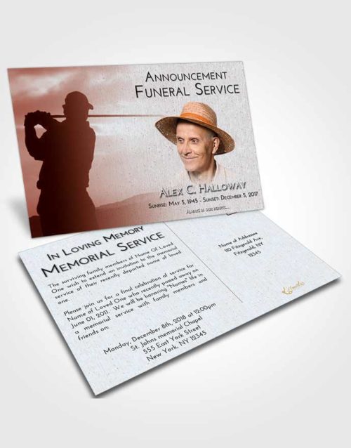 Funeral Announcement Card Template Ruby Love Golfing Peace