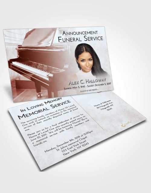 Funeral Announcement Card Template Ruby Love Grand Piano