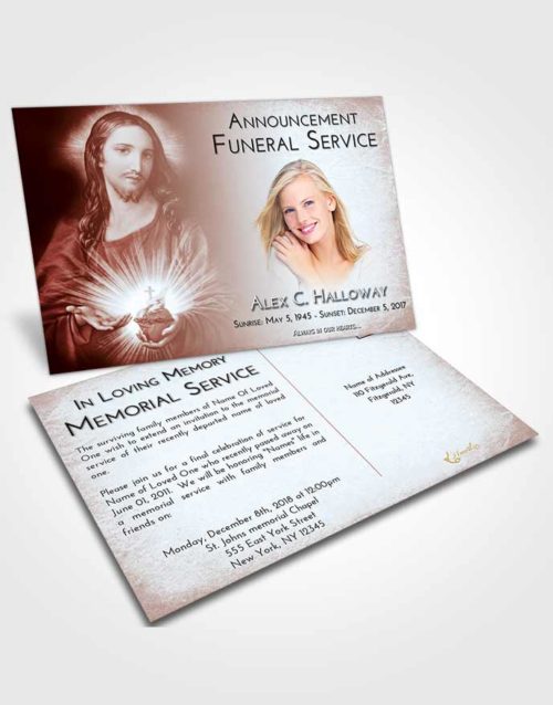 Funeral Announcement Card Template Ruby Love Jesus Christ