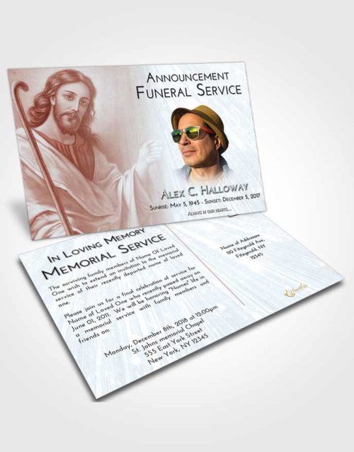 Funeral Announcement Card Template Ruby Love Life of Jesus