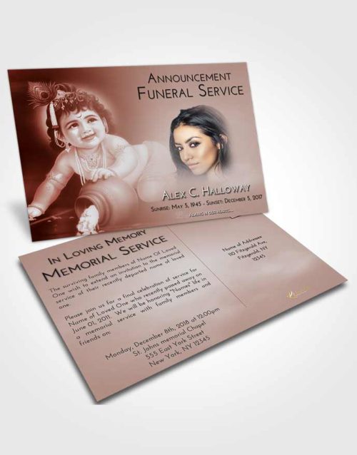 Funeral Announcement Card Template Ruby Love Lord Krishna Divinity