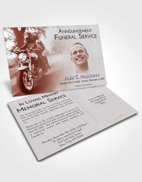 Funeral Announcement Card Template Ruby Love Motorcycle Days