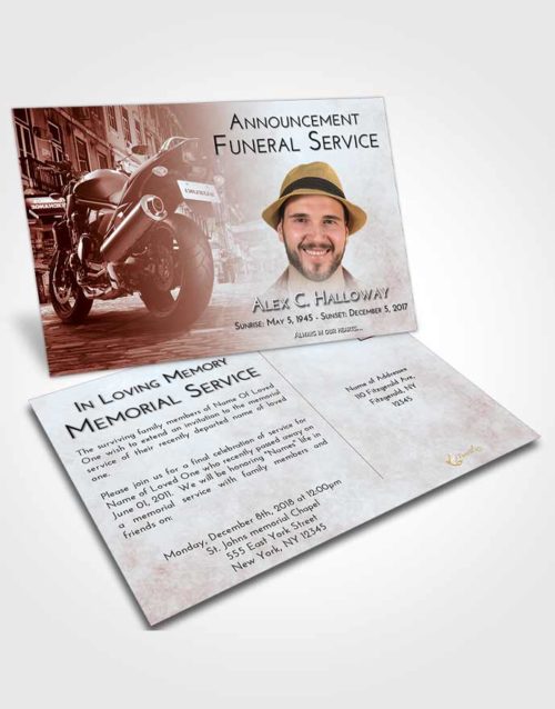 Funeral Announcement Card Template Ruby Love Motorcycle Dreams