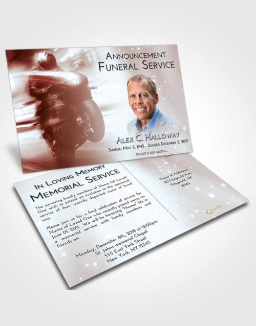 Funeral Announcement Card Template Ruby Love Motorcycle Speed