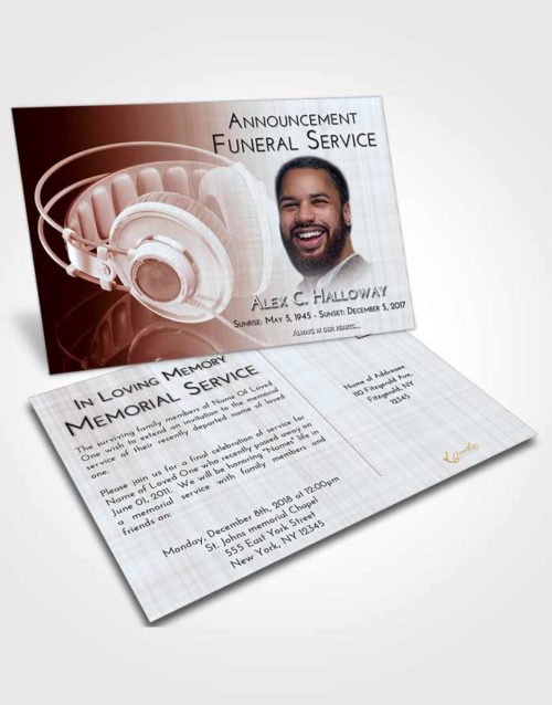 Funeral Announcement Card Template Ruby Love Music Alley